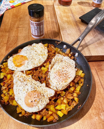 Pork Barbecue Hash and Eggs