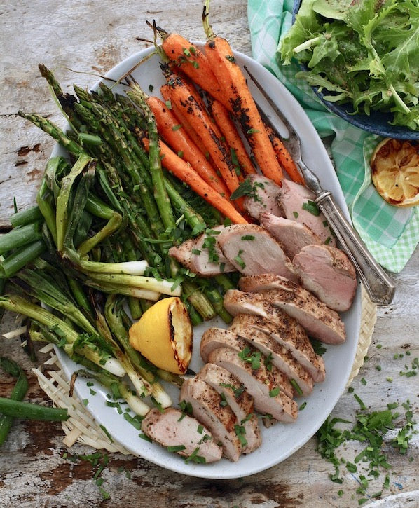 Grilled Pork Tenderloin and Spring Vegetables – Cool Smoke